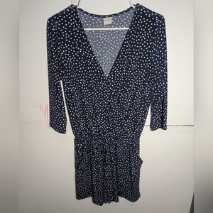 Kaileigh Navy and White Long Sleeve Jumpsuit